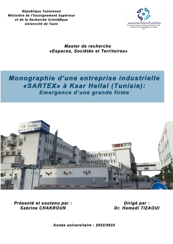 Monograph of an industrial company «SARTEX» in Ksar Hellal: Emergence of a large firm